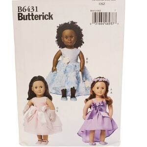 Butterick 18 Doll Clothes Sewing Pattern B6431 Ball Gown Fancy Dress